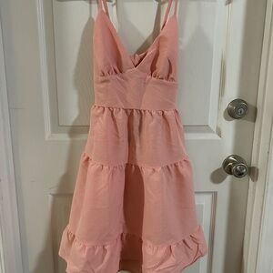 Pink Sleeveless Tiered Dress
